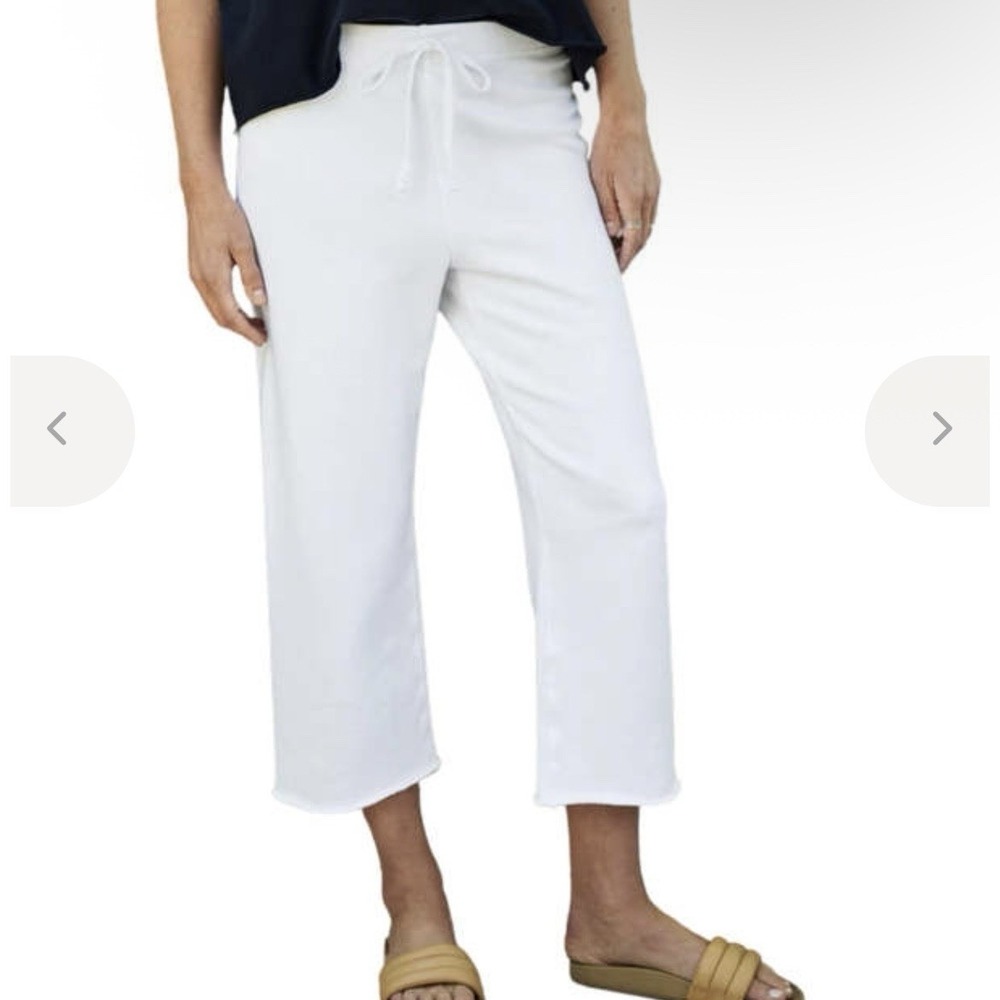 Frank & Eileen Catherine Cropped Sweatpants Triple Fleece White XL Beach Boho